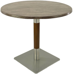 Masa pentru bistro/cafenea rotunda Raki Dark Seagrass D80xh74cm blat werzalit si picior metalic cu baza patrata argintiu cu accente aspect 