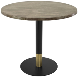Masa pentru bistro/cafenea rotunda Raki Dark Seagrass D80xh74cm blat werzalit si picior metalic cu baza rotunda negru/auriu 