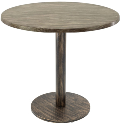 Masa pentru bistro/cafenea rotunda Raki Dark Seagrass D80xh74cm blat werzalit si picior metalic cu baza rotunda aspect vintage bronz antic 