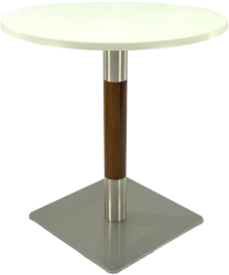 Masa pentru cafenea rotunda Raki Uni Art D60xh74cm blat werzalit si picior metalic cu baza patrata argintiu cu accente aspect lemn 