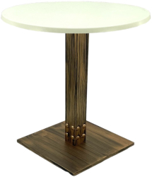 Masa pentru cafenea rotunda Raki Uni Art D60xh74cm blat werzalit si picior metalic cu baza patrata aspect vintage bronz antichizat 