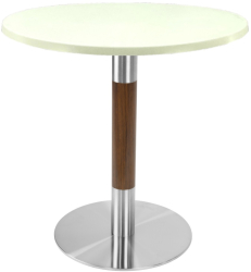 Masa pentru cafenea rotunda Raki Uni Art D60xh74cm blat werzalit si picior metalic cu baza rotunda argintiu cu accente aspect lemn 
