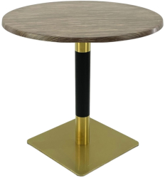 Masa pentru cafenea/bistro rotunda Raki Dark Seagrass D70xh74cm blat werzalit si picior metalic cu baza patrata auriu/negru 