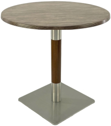 Masa pentru cafenea/bistro rotunda Raki Dark Seagrass D70xh74cm blat werzalit si picior metalic cu baza patrata argintiu cu accente aspect