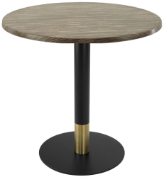 Masa pentru cafenea/bistro rotunda Raki Dark Seagrass D70xh74cm blat werzalit si picior metalic cu baza rotunda negru/auriu
