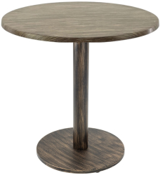 Masa pentru cafenea/bistro rotunda Raki Dark Seagrass D70xh74cm blat werzalit si picior metalic cu baza rotunda aspect vintage bronz antic 