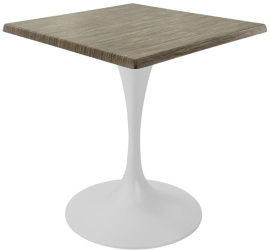 Masa pentru restaurant patrata Raki Dark Seagrass 70x70xh74cm blat werzalit si picior metalic alb cu baza rotunda 50cm 