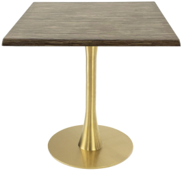 Masa pentru restaurant patrata Raki Dark Seagrass 70x70xh74cm blat werzalit si picior metalic auriu cu baza rotunda 45cm 