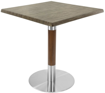 Masa pentru restaurant patrata Raki Dark Seagrass 70x70xh74cm blat werzalit si picior metalic cu baza rotunda argintiu cu accente aspect l 