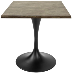 Masa pentru restaurant patrata Raki Dark Seagrass 70x70xh74cm blat werzalit si picior metalic negru cu baza rotunda 50cm 