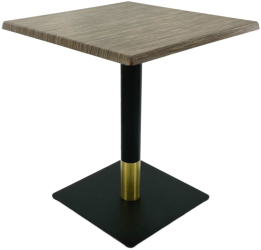 Masa pentru restaurant patrata Raki Dark Seagrass 70x70xh74cm blat werzalit si picior metalic negru/auriu 