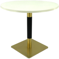 Masa pentru restaurant rotunda Raki Uni Art D80xh74cm blat werzalit si picior metalic cu baza patrata auriu/negru 