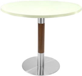 Masa pentru restaurant rotunda Raki Uni Art D80xh74cm blat werzalit si picior metalic cu baza rotunda argintiu cu accente aspect lemn