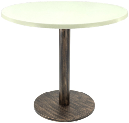 Masa pentru restaurant rotunda Raki Uni Art D80xh74cm blat werzalit si picior metalic cu baza rotunda aspect vintage bronz antichizat 