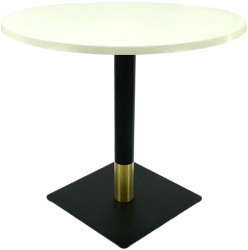 Masa pentru restaurant rotunda Raki Uni Art D80xh74cm blat werzalit si picior metalic negru/auriu 