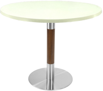 Masa pentru restaurant rotunda Raki Uni Art D90xh74cm blat werzalit si picior metalic cu baza rotunda argintiu cu accente aspect lemn 
