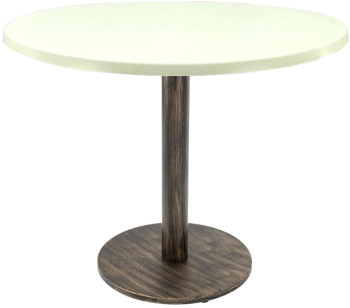 Masa pentru restaurant rotunda Raki Uni Art D90xh74cm blat werzalit si picior metalic cu baza rotunda aspect vintage bronz antichizat 
