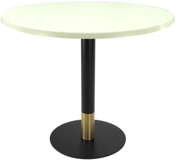Masa pentru restaurant rotunda Raki Uni Art D90xh74cm blat werzalit si picior metalic cu baza rotunda negru/auriu 