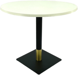 Masa pentru restaurant rotunda Raki Uni Art D90xh74cm blat werzalit si picior metalic negru/auriu 