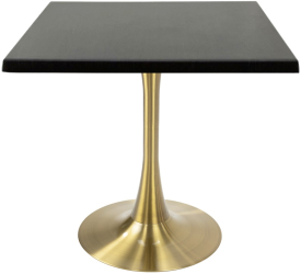 Masa pentru terasa/restaurant patrata Raki New Wenge 80x80xh74cm blat werzalit si picior central metalic auriu cu baza rotunda 50cm 