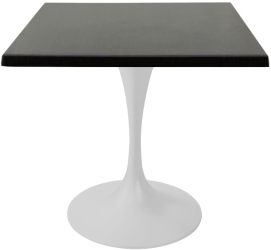 Masa pentru terasa/restaurant patrata Raki New Wenge 80x80xh74cm blat werzalit si picior metalic alb cu baza rotunda 50cm 