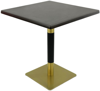 Masa pentru terasa/restaurant patrata Raki New Wenge 80x80xh74cm blat werzalit si picior metalic cu baza patrata auriu/negru 