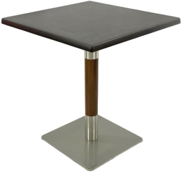 Masa pentru terasa/restaurant patrata Raki New Wenge 80x80xh74cm blat werzalit si picior metalic cu baza patrata argintiu cu accente aspec 