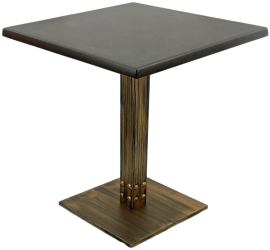 Masa pentru terasa/restaurant patrata Raki New Wenge 80x80xh74cm blat werzalit si picior metalic cu baza patrata aspect vintage bronz anti 