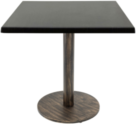 Masa pentru terasa/restaurant patrata Raki New Wenge 80x80xh74cm blat werzalit si picior metalic cu baza rotunda aspect vintage bronz anti 