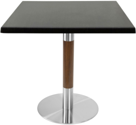 Masa pentru terasa/restaurant patrata Raki New Wenge 80x80xh74cm blat werzalit si picior metalic cu baza rotunda argintiu cu accente aspec 