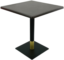Masa pentru terasa/restaurant patrata Raki New Wenge 80x80xh74cm blat werzalit si picior metalic negru/auriu 