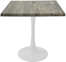 Masa pentru terasa/restaurant patrata Raki Olp Pine 80x80xh74cm blat werzalit si picior central metalic alb cu baza rotunda 50cm 