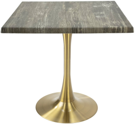 Masa pentru terasa/restaurant patrata Raki Olp Pine 80x80xh74cm blat werzalit si picior central metalic auriu cu baza rotunda 50cm 