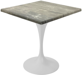 Masa pentru terasa/restaurant patrata Raki Olp Pine 80x80xh74cm blat werzalit si picior metalic alb cu baza rotunda 50cm 