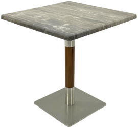 Masa pentru terasa/restaurant patrata Raki Olp Pine 80x80xh74cm blat werzalit si picior metalic cu baza patrata argintiu cu accente aspect 