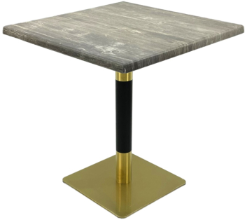 Masa pentru terasa/restaurant patrata Raki Olp Pine 80x80xh74cm blat werzalit si picior metalic cu baza patrata auriu/negru 