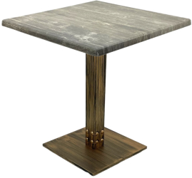Masa pentru terasa/restaurant patrata Raki Olp Pine 80x80xh74cm blat werzalit si picior metalic cu baza patrata aspect vintage bronz antic