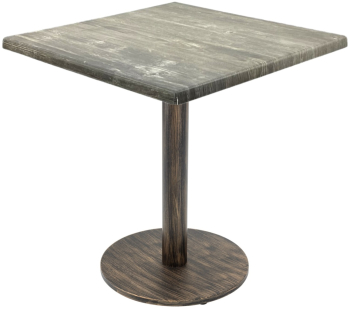 Masa pentru terasa/restaurant patrata Raki Olp Pine 80x80xh74cm blat werzalit si picior metalic cu baza rotunda aspect vintage bronz antic 