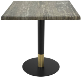 Masa pentru terasa/restaurant patrata Raki Olp Pine 80x80xh74cm blat werzalit si picior metalic cu baza rotunda negru/auriu 