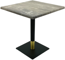 Masa pentru terasa/restaurant patrata Raki Olp Pine 80x80xh74cm blat werzalit si picior metalic negru/auriu 