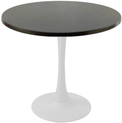 Masa restaurant interior/exterior rotunda Raki New Wenge D80xh74cm blat werzalit si picior central metalic alb cu baza rotunda 50cm 