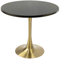 Masa restaurant interior/exterior rotunda Raki New Wenge D80xh74cm blat werzalit si picior central metalic auriu cu baza rotunda 50cm 