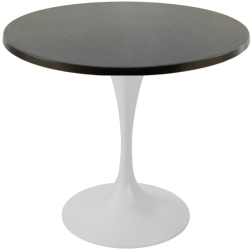 Masa restaurant interior/exterior rotunda Raki New Wenge D80xh74cm blat werzalit si picior metalic alb cu baza rotunda 50cm