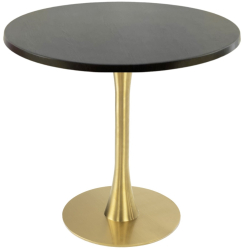 Masa restaurant interior/exterior rotunda Raki New Wenge D80xh74cm blat werzalit si picior metalic auriu cu baza rotunda 45cm 