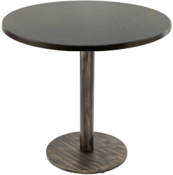 Masa restaurant interior/exterior rotunda Raki New Wenge D80xh74cm blat werzalit si picior metalic cu baza rotunda aspect vintage bronz an 