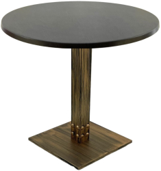 Masa restaurant interior/exterior rotunda Raki New Wenge D80xh74cm blat werzalit si picior metalic cu baza patrata aspect vintage bronz an 