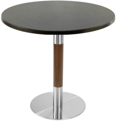 Masa restaurant interior/exterior rotunda Raki New Wenge D80xh74cm blat werzalit si picior metalic cu baza rotunda argintiu cu accente asp 