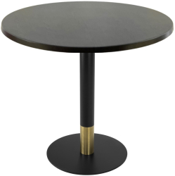 Masa restaurant interior/exterior rotunda Raki New Wenge D80xh74cm blat werzalit si picior metalic cu baza rotunda negru/auriu 