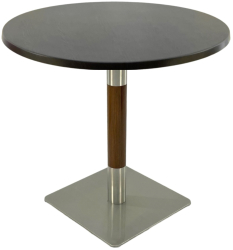 Masa restaurant interior/exterior rotunda Raki New Wenge D80xh74cm blat werzalit si picior metalic cu baza patrata argintiu cu accente asp 