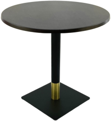 Masa restaurant interior/exterior rotunda Raki New Wenge D80xh74cm blat werzalit si picior metalic negru/auriu 